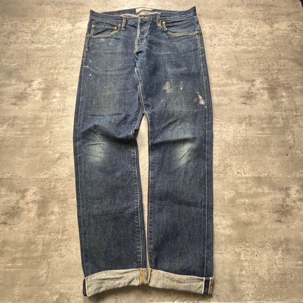 Next Selvedge Denim Jeans Mens 34x32 Navy Blue Faded Raw Japanese Slim Fit